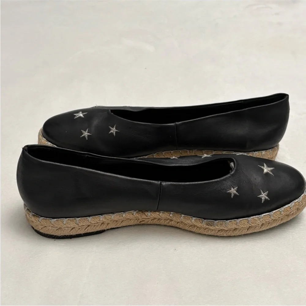 Miista Black Ballet Star-Embroidered Espadrille Flats - Women Size 40